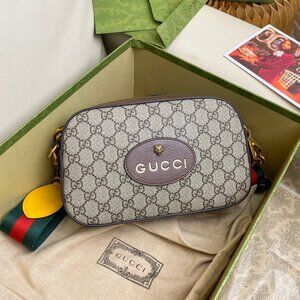 Gucci Neo Vintage GG Supreme Messenger Bag Brown Canvas Leather